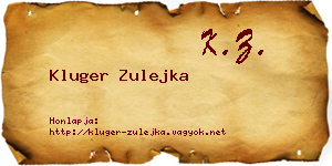 Kluger Zulejka névjegykártya